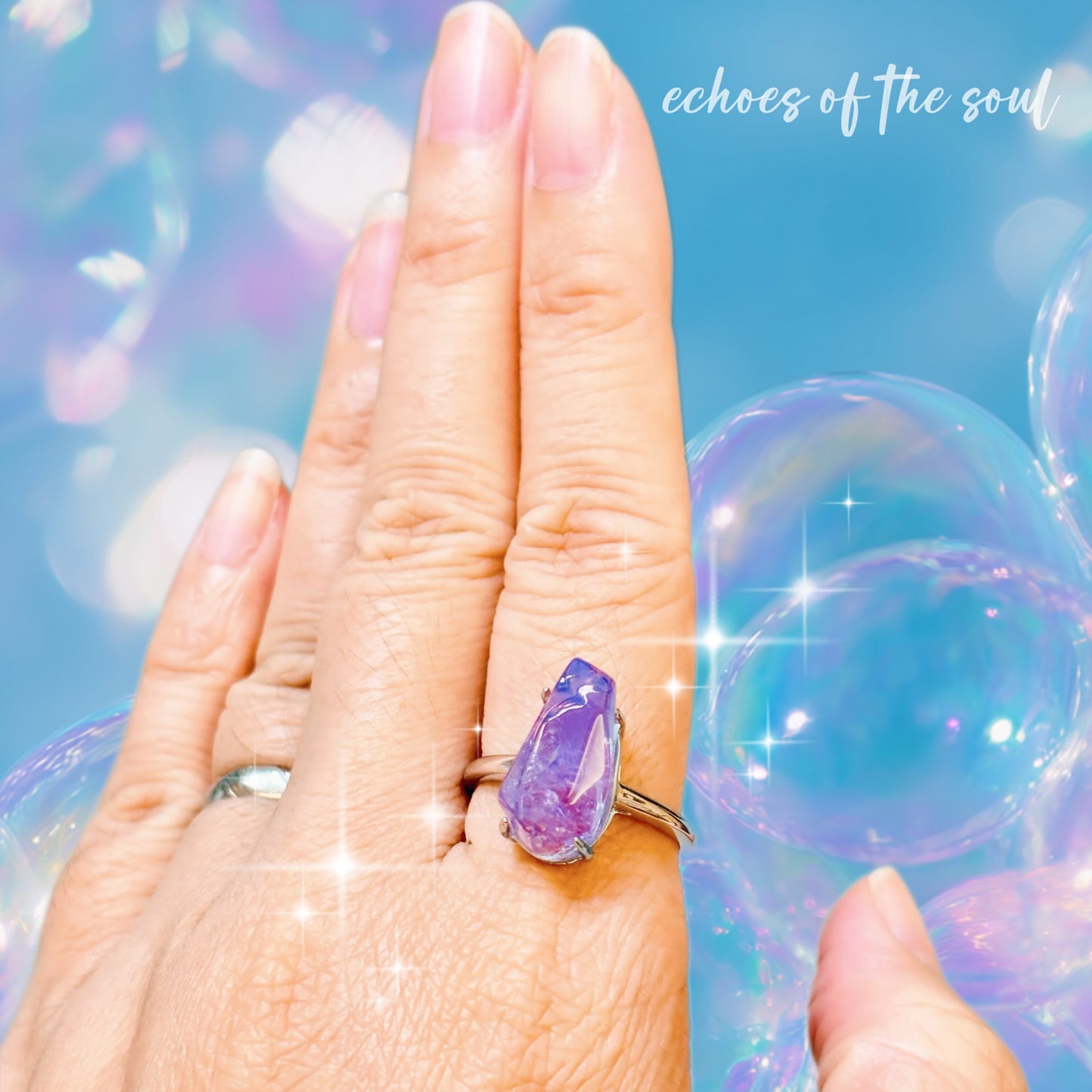 紫玉晶原礦戒指