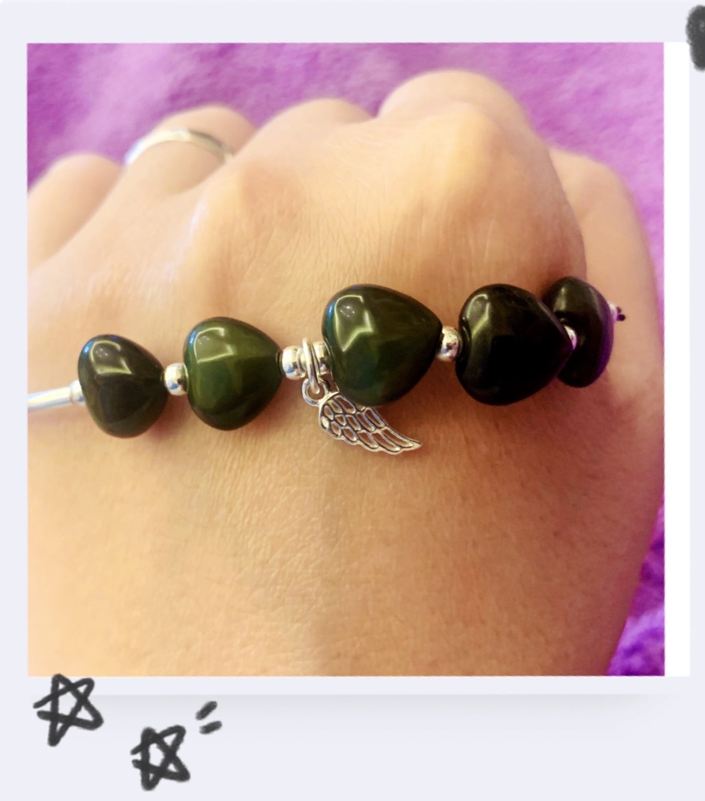 黑曜石心型手串