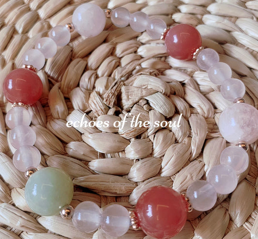 鹽源瑪瑙粉晶手串