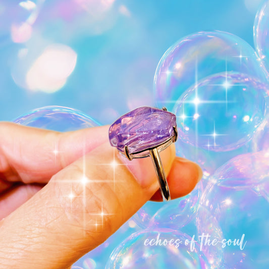 紫玉晶原礦戒指