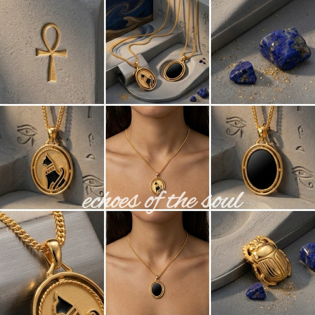 埃及風黑貓瑪瑙項鍊